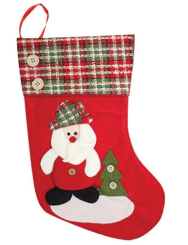 Yılbaşı Çorabı Ekoseli Noel Baba Figürlü Büyük 35 Cm Lüks - 