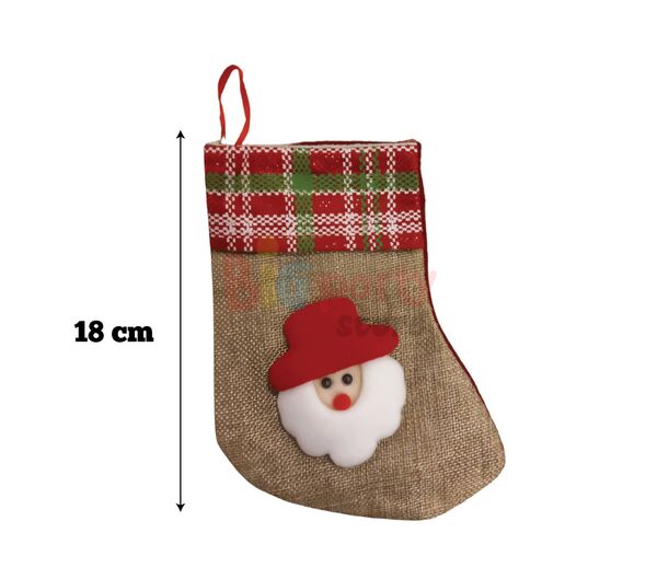 Yılbaşı Çorabı Hasır Kadife Noel Baba Figürlü 18 Cm Lüks - 2