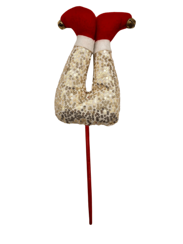 Yılbaşı Çubuklu Figür Noel Baba Bacağı Beyaz Pullu Model - 1