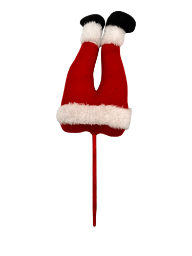 Yılbaşı Çubuklu Figür Noel Baba Bacağı Kırmızı Beyaz Tüylü Model - 1