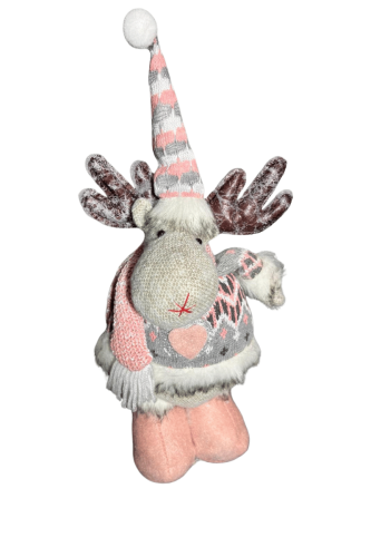 Yılbaşı Dekoratif Figür Pembe Geyik Kostümlü 35 cm - 1
