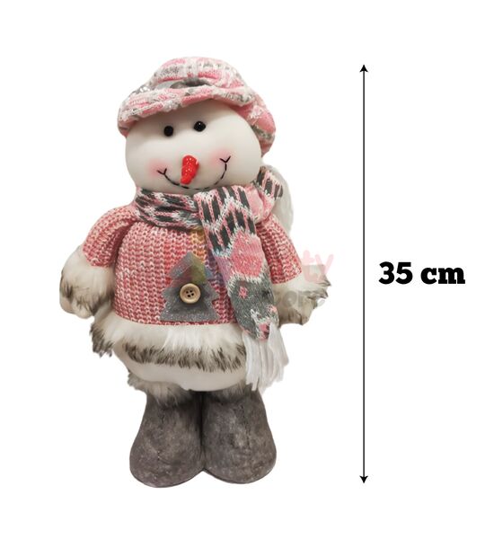 Yılbaşı Dekoratif Figür Pembe Kardan Adam Kostümlü 35 cm - 2