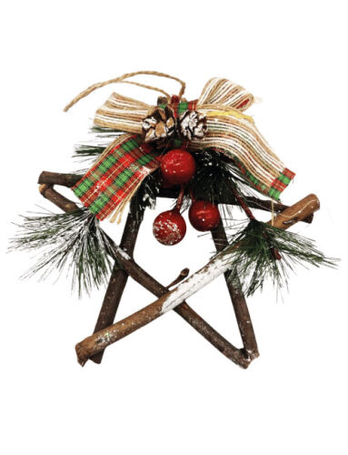 Yılbaşı Dekoratif Kapı Süsü Ahşap Yıldız 15 Cm - 1