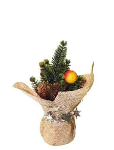Yılbaşı Masa Üstü Çam Ağacı Dekoratif Jüt Saksılı 20 Cm (Renk Seçiniz) - 1