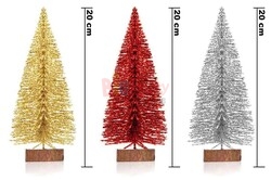 Yılbaşı Masa Üstü Çam Ağacı Karlı Renkli Simli 20 Cm (Renk Seçiniz) - 2