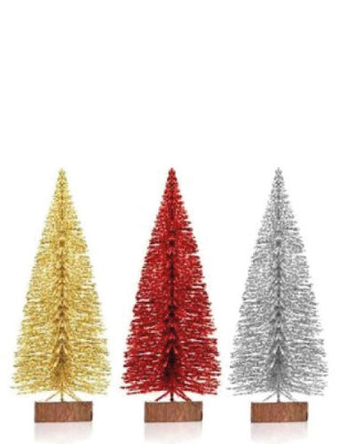 Yılbaşı Masa Üstü Çam Ağacı Karlı Renkli Simli 20 Cm (Renk Seçiniz) - 1