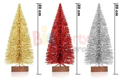Yılbaşı Masa Üstü Çam Ağacı Karlı Renkli Simli 20 Cm (Renk Seçiniz) - 2