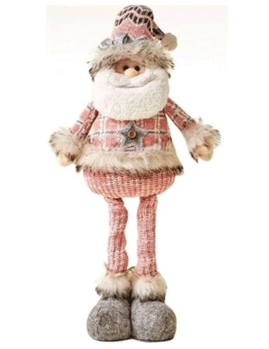 Yılbaşı Dekoratif Noel Baba Pembe Kostümlü Ayakları Uzayan 30-50 Cm - 