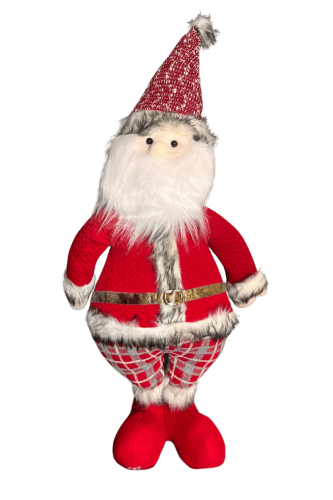 Yılbaşı Dekoratif Noel Baba Ekose Kostümlü 60 Cm - 1