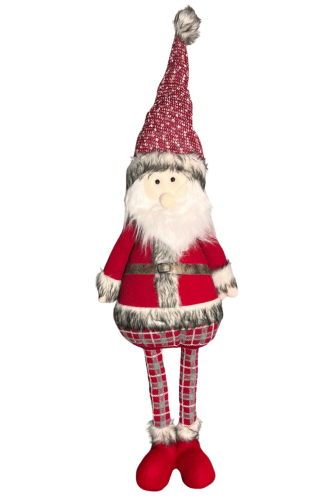 Yılbaşı Dekoratif Noel Baba Ekoseli Ayakları Uzayan 55-80 Cm - 1