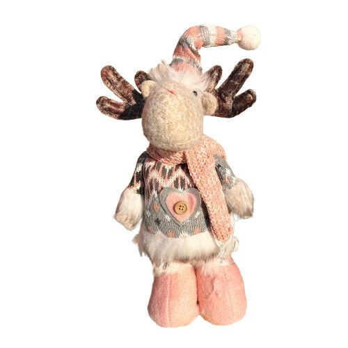 Yılbaşı Dekoratif Geyik Pembe Kostümlü Ayakları Uzayan 30-50 Cm - 2