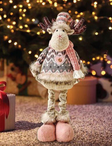Yılbaşı Dekoratif Geyik Pembe Kostümlü Ayakları Uzayan 30-50 Cm - 3