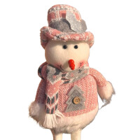 Yılbaşı Dekoratif Kardan Adam Pembe Kostümlü Ayakları Uzayan 30-50 Cm - 4