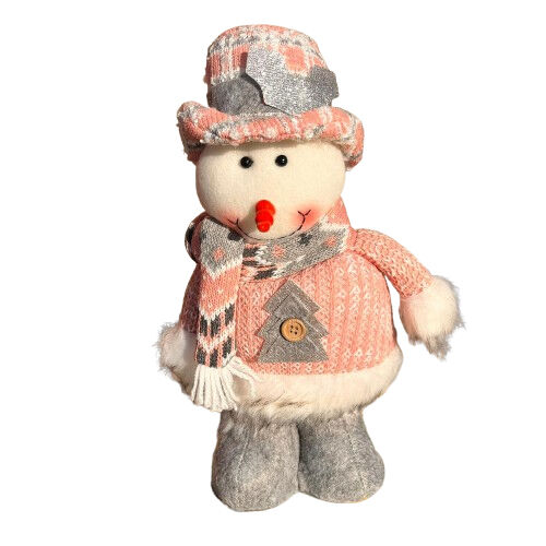 Yılbaşı Dekoratif Kardan Adam Pembe Kostümlü Ayakları Uzayan 30-50 Cm - 2