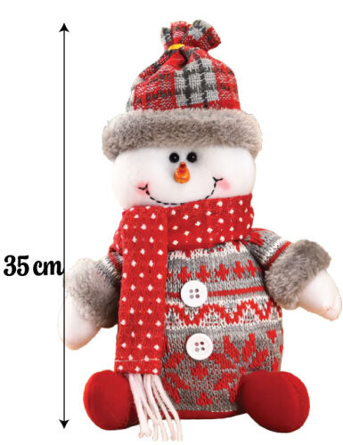 Yılbaşı Dekoratif Oturan Kardan Adam Ekoseli 25 Cm - 2
