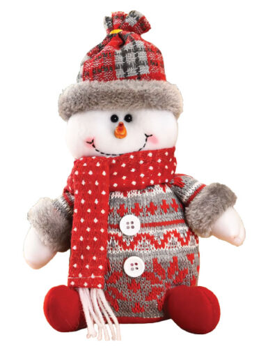 Yılbaşı Dekoratif Oturan Kardan Adam Ekoseli 25 Cm - 1