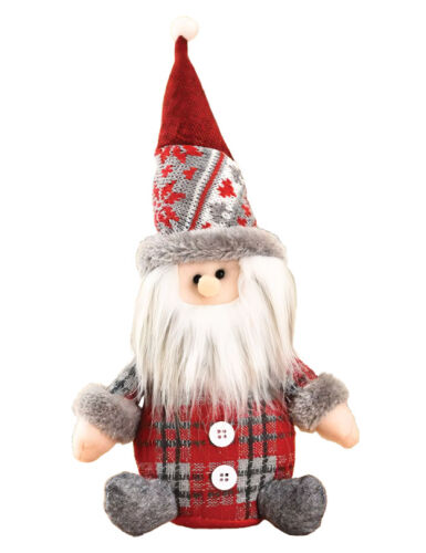 Yılbaşı Dekoratif Oturan Noel Baba Ekoseli 25 Cm - 1