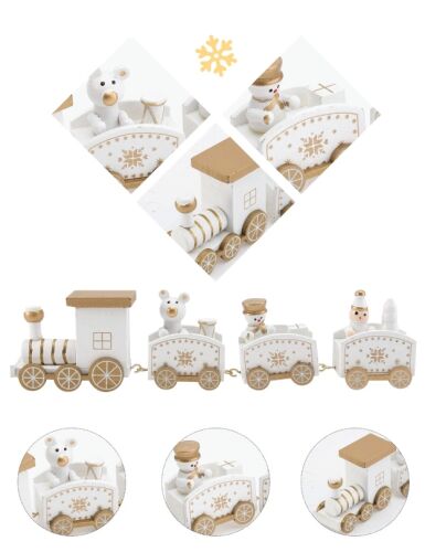 Yılbaşı Dekoratif Tren Ahşap Figürlü Eklemeli 5 li Beyaz - 