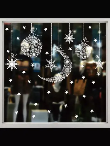 Elektrostatik Sticker 3 Lü Ay Yıldız Model Beyaz - 1