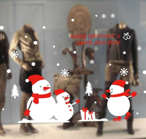 Yılbaşı Elektrostatik Sticker 3 Lü Kardan Adam Model Renkli - 