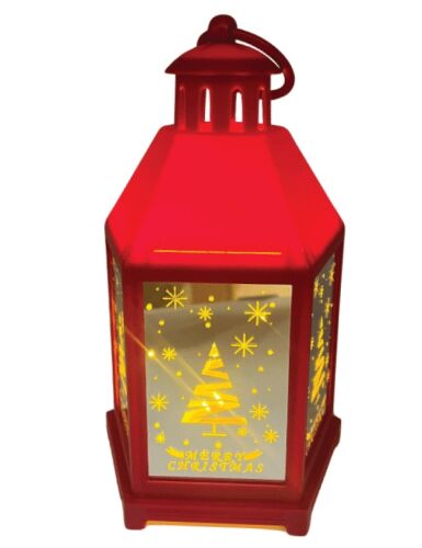 Yılbaşı Fener Ledli Aynalı 25 Cm Kırmızı - 