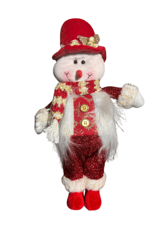 Yılbaşı Figür Kardan Adam Tüylü Yelekli 33 Cm - 1