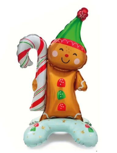 Yılbaşı Folyo Balon Ayaklı Kurabiye Adam 63 Cm - 