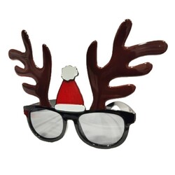 Yılbaşı Geyik Boynuzlu Noel Şapkalı Gözlük Kahverengi - 1