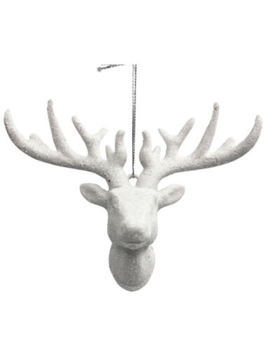 Yılbaşı Geyik Kafa Boynuzlu Beyaz 12 Cm - 1