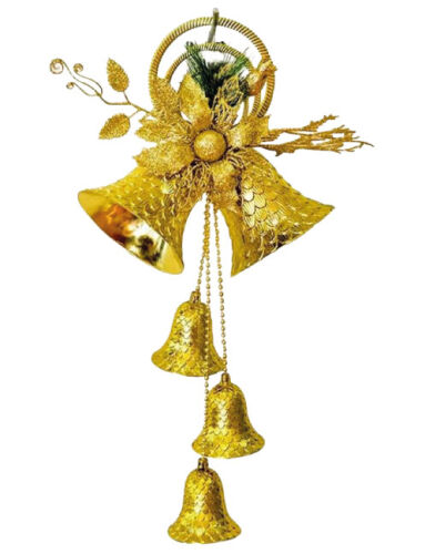 Yılbaşı Kapı Süsü Halkalı Çanlı 40 cm Gold - 1
