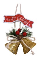 Yılbaşı Kapı Süsü Merry Chrismas Çanlı 20 cm Gold - 1