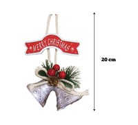 Yılbaşı Kapı Süsü Merry Chrismas Çanlı 20 cm Gümüş - 1