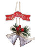 Yılbaşı Kapı Süsü Merry Chrismas Çanlı 20 cm Gümüş - 1