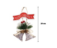 Yılbaşı Kapı Süsü Merry Chrismas Delikli Çanlı 20 cm Gümüş - 2