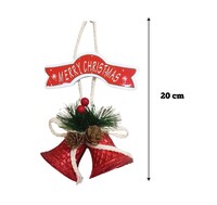 Yılbaşı Kapı Süsü Merry Chrismas Çanlı 20 cm Kırmızı - 2