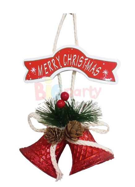 Yılbaşı Kapı Süsü Merry Chrismas Çanlı 20 cm Kırmızı - 1
