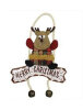 Yılbaşı Kapı Süsü Merry Christmas Geyik Tekli Ekoseli Çanlı 22 Cm - 1