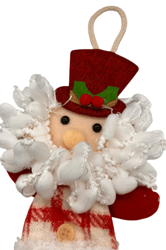Yılbaşı Kapı Süsü Peluş Ekoseli Noel Baba 40 Cm - 2