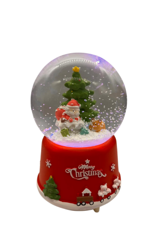 Yılbaşı Kar Küresi Ağaçlı Noel Baba Motorlu Kar Atan Model - 1