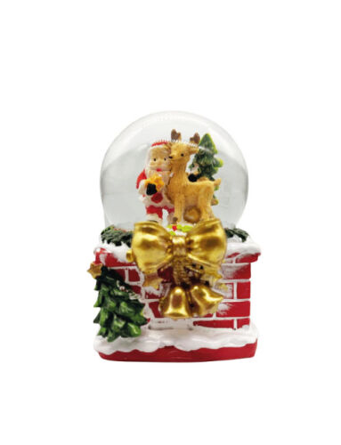 Yılbaşı Kar Küresi Baca Kırmızı Ayakta Noel Baba Model 7 Cm - 1