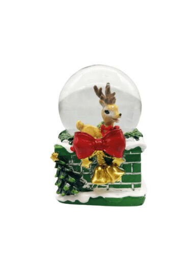 Yılbaşı Kar Küresi Baca Yeşil Geyik Model 7 Cm - 1