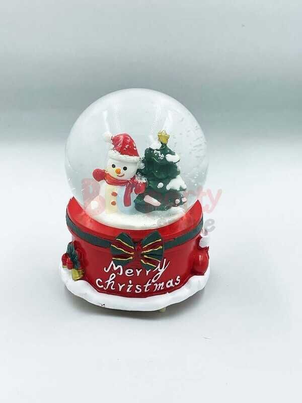 Yılbaşı Kar Küresi Fiyonklu Merry Christmas Motorlu Kar Atan - 1