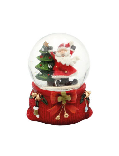 Yılbaşı Kar Küresi Fiyonklu Model 6 Cm Noel Baba Ağaçlı Model - 2