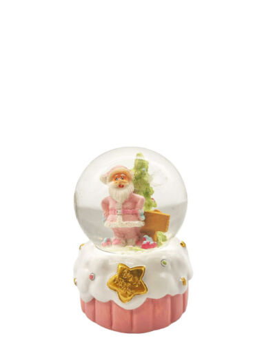 Yılbaşı Kar Küresi Pembe Model 7 Cm Noel Baba - 