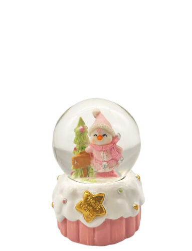 Yılbaşı Kar Küresi Pembe Model 7 Cm Penguen - 