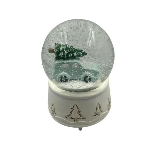 Yılbaşı Kar Küresi Arabalı Ağaç Detaylı Motorlu Kar Atan Pilli - 4