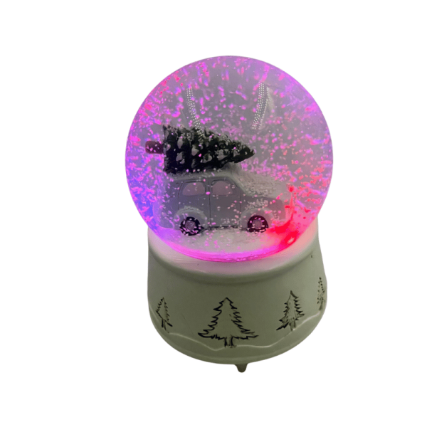 Yılbaşı Kar Küresi Arabalı Ağaç Detaylı Motorlu Kar Atan Pilli - 3