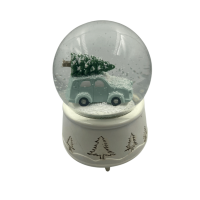 Yılbaşı Kar Küresi Arabalı Ağaç Detaylı Motorlu Kar Atan Pilli - 2