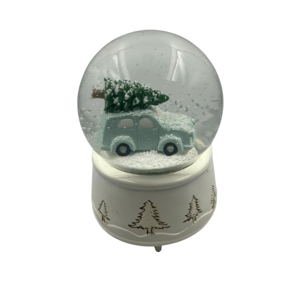 Yılbaşı Kar Küresi Arabalı Ağaç Detaylı Motorlu Kar Atan Pilli - 2