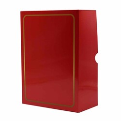 Yılbaşı Katlama Kutu Gold Çizgi Detaylı Kırmızı 17*24*8 cm - 1
